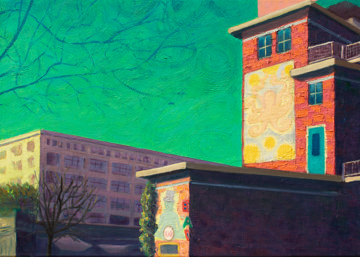 Impressionistic oil painting of the Ketelhuis at Strijp-S, Eindhoven — vivid colors and textured brushwork capturing the industrial heritage and creative spirit of the area.